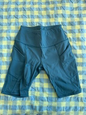 High-Rise Teal Athletic Biker Shorts